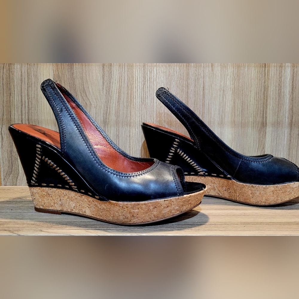 MRKT, Size 38.5, Claudia Wedges, Leather